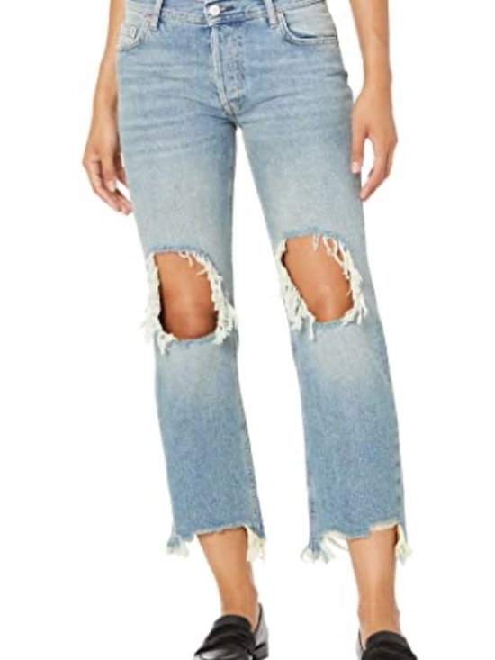 We The Free Denim - We the free Light Blue Distressed Straight-Leg Women's Jeans size 25
